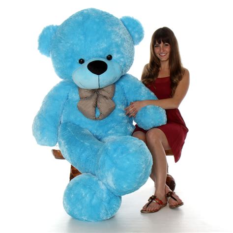 Happy Cuddles 72 Life Size Blue Plush Huge Teddy Bear Giant Teddy Bear