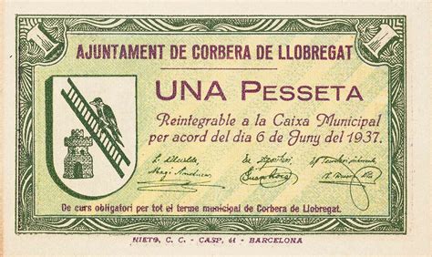 Peseta Corbera De Llobregat Commune De Corbera De Llobregat Numista