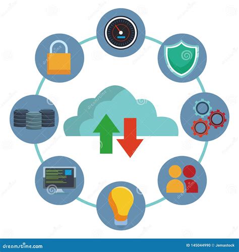 Ic Nes De Calcul Et De Base De Donn Es De Nuage Illustration De Vecteur