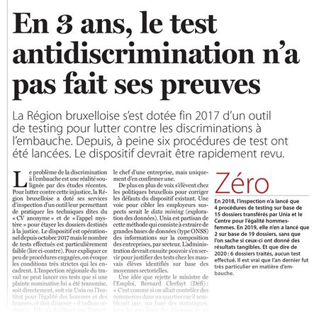 Discrimination à Lembauche Bernard Clerfayt