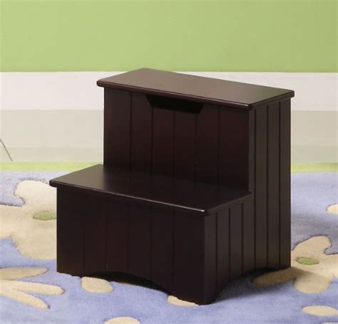 Purchase Dark Cherry Finish Wood Bedroom Step Stool With Storage