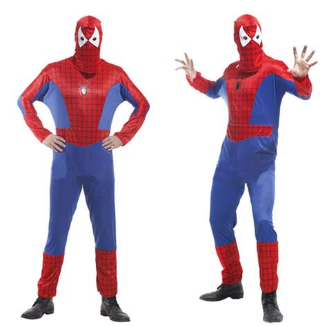 Adult Men Super Hero Cosplay Spidermen Clothing Jumpsuits Caps