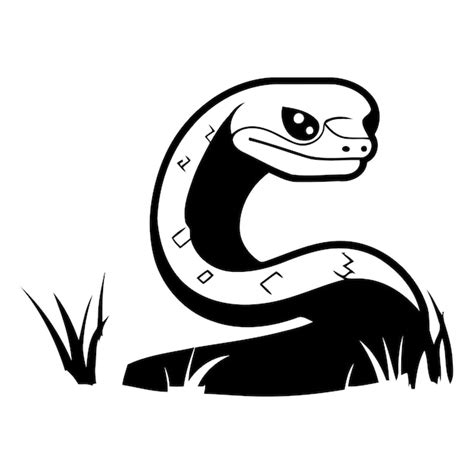 Serpiente En La Hierba Aislada En Fondo Blanco Vector Premium