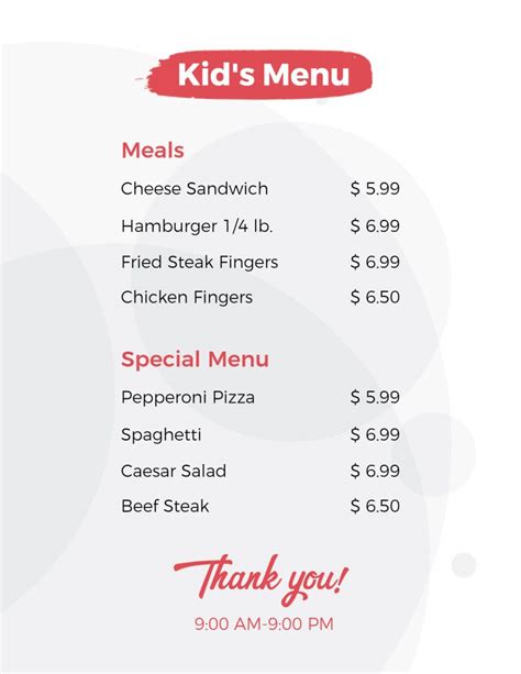 Kids Menu Design Ideas & Examples - PhotoADKing