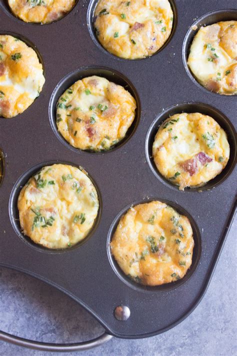 Mini Egg Cups With Bacon Cheddar And Chives Muffin Tin Eggs Muffin