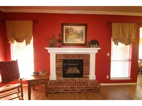 Beautiful White Mantle With Red Brick Fireplace Mantles Fireplaces