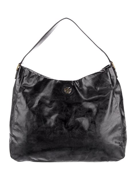 Tory Burch Pebbled Leather Hobo Bag Black Hobos Handbags Wto