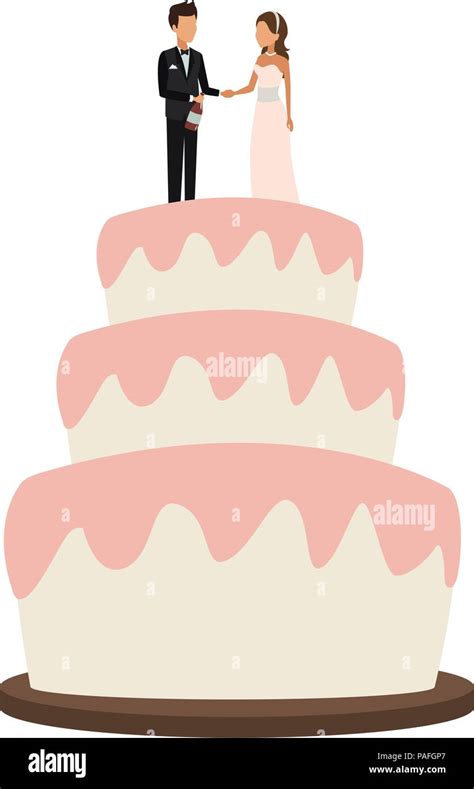 Wedding Cake On Table Cartoon Vector Illustration Graphic Design Stock