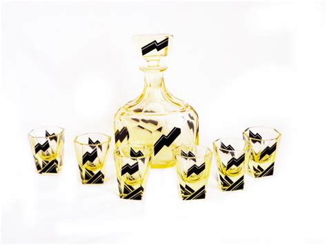 7 Pc Art Deco Karl Palda Crystal Decanter Glasses