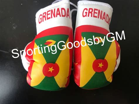 Grenada Flag Boxing Gloves Hangable Mini Gloves For Rear View Mirror