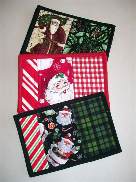 Holiday Mug Rug Sets Santa Claus Mug Rug Sets Christmas Etsy In 2023