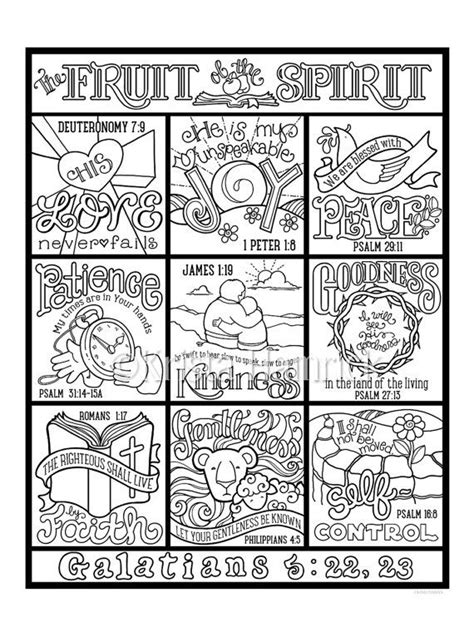 The Fruit Of The Spirit Coloring Page In Three Sizes 85x11 8x10