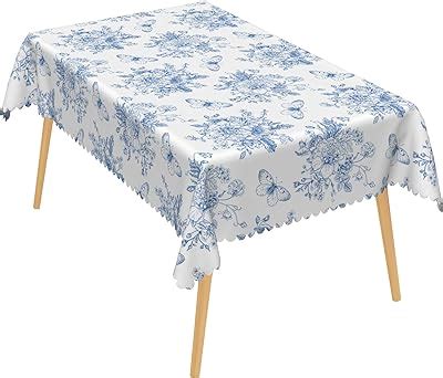 Amazon Anydesign Vintage Floral Tablecloth Blue White Flower