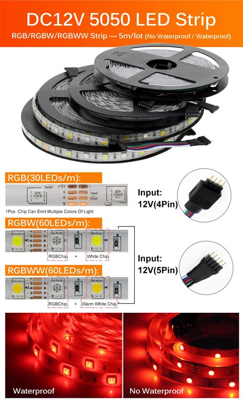 Led Strip Rgb Rgbw Rgbww M M Rgb Color Changeable Flexible Led