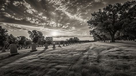 Arlington Cemetery Graveyard In Black And White Background Arlington