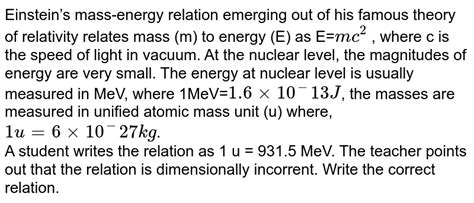 What is Einstein’s mass-energy relation?