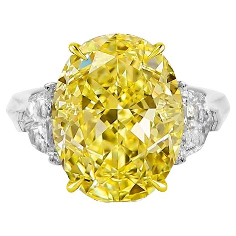 Carat Gia Cert Oval Shape Natural Fancy Intense Yellow Diamond