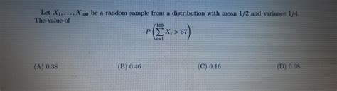 Solved Let X X Be A Random Sample From A Chegg