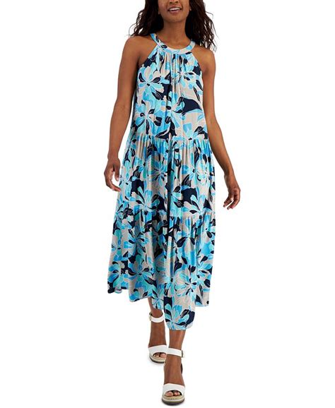 Tommy Hilfiger Women S Floral Print Halter Maxi Dress Macy S