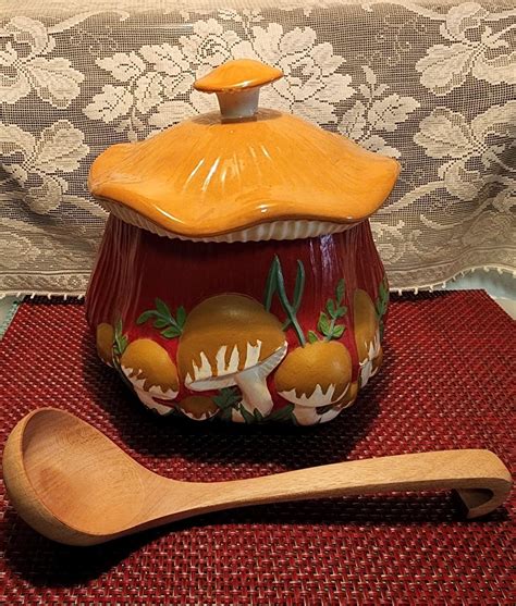 Arnels Mushroom Soup Tureen And Wooden Ladle Etsy