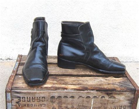 Vintage Black Leather Chelsea Beetle Boots Mens Size D Etsy Boots