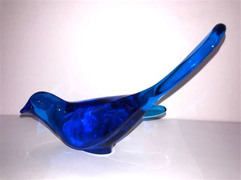 Fenton Blue Long Tail Bird Figure Vintage Fenton Long Tail Etsy