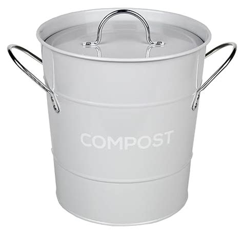 Metal Kitchen Compost Caddy Charcoal Grey Colour And Composting Guide