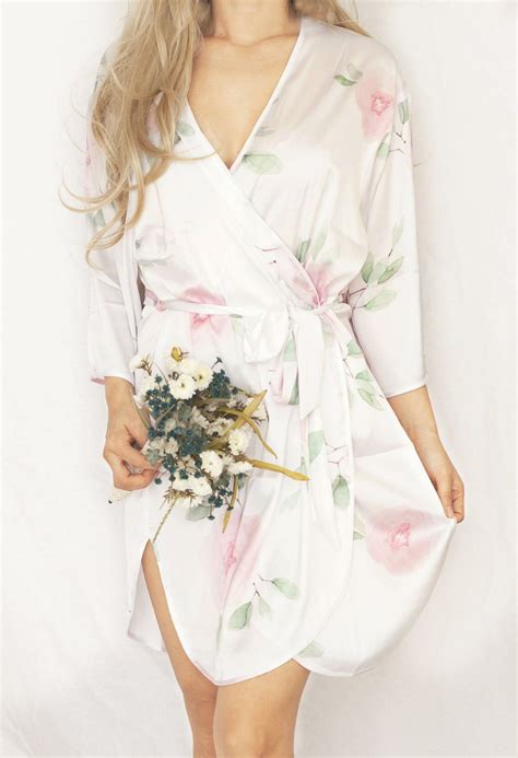 Monogrammed Satin Floral Bridesmaid Robe Bridesmaid T Bridesmaid Robe Floral Robe Bridal Robe