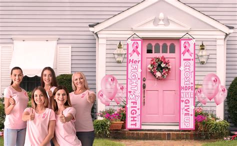 Tineit Breast Cancer Awareness Banner Pink Ribbon Porch