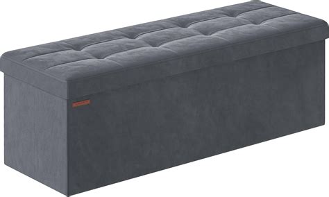 Idmarket Banc Coffre Rangement Sur Pied Cm Tissu Gris Anthracite