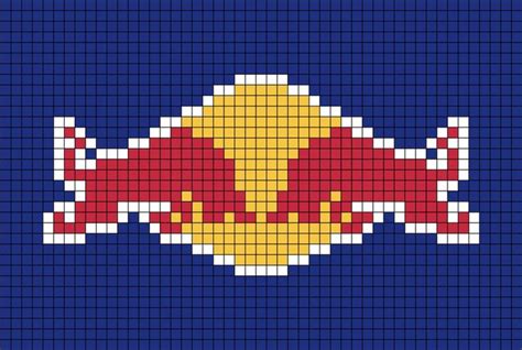 A Pixel Art Template Of The Old Red Bull Logo With The White Outline