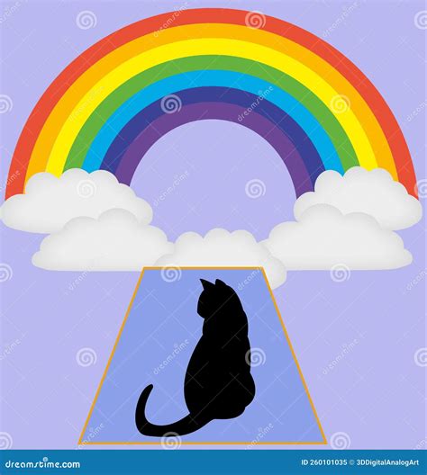 Rainbow Bridge for Cats - Black Cat Stock Illustration - Illustration ...