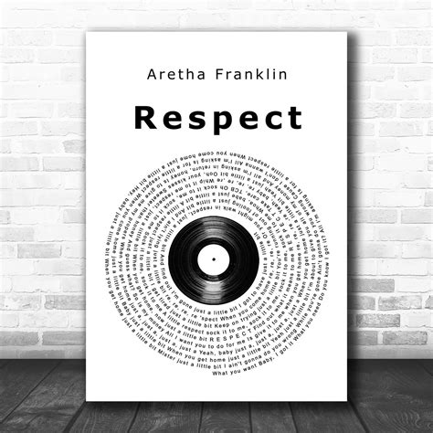 Aretha Franklin Respect Vinyl Record Song Lyric Art Print Song Lyric Designs