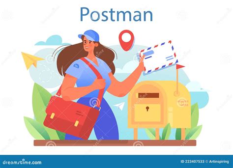 Official Postman In Uniform Cartoon Vector Cartoondealer