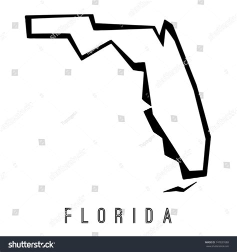 florida map outline  state shape stock vector royalty