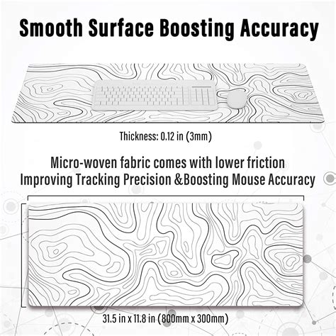 Large Gaming Mouse Pad with Stitched Edges, Minimalist Map Desk Mat ...