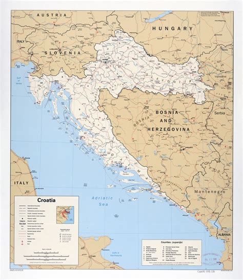 Mapa Político Y Administrativo A Gran Escala De Croacia Con Las