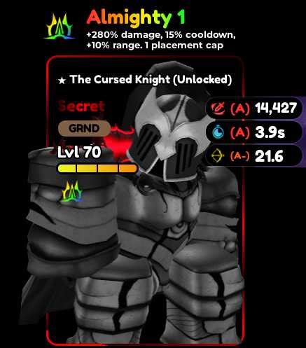 The Cursed Knight Evolved Almighty Lvl Secret Igris Roblox Anime