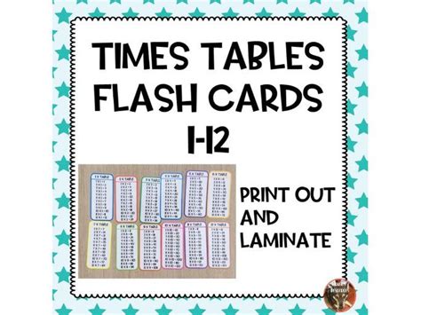 Times Table Flash Cards Teaching Resources