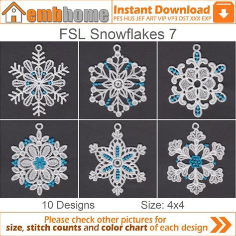 FSL Snowflakes Free Standing Lace Machine Embroidery Designs Instant