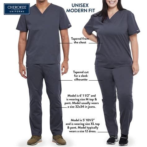 Cherokee Medical Uniforms Unisex Modern Fit Scrubs Size Chart Scrub Pro Uniforms