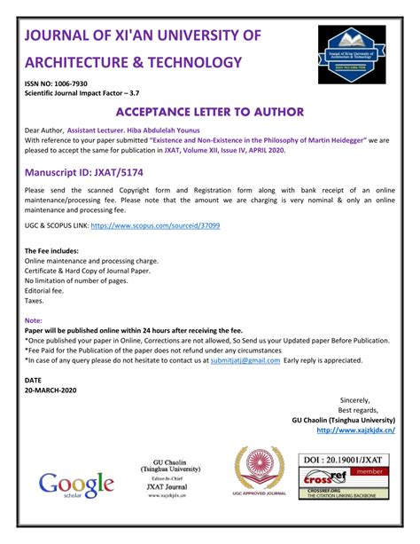 Pdf Acceptance Letter To Author