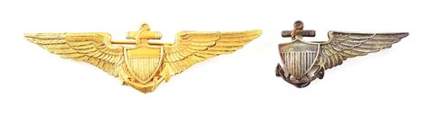 At Auction Lot Of 2 Wwi Rolled Gold Naval Aviator Wing And 1920s Navy