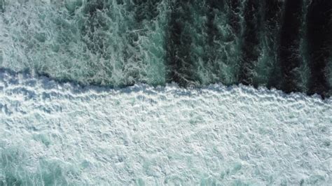 Abstract Top Down Foamy Ocean Waves Breaks Beach Stock Video Video Of