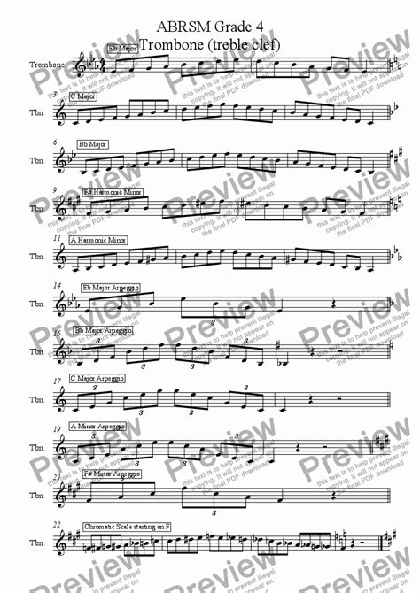 Trombone Grade 4 Scales And Arpeggios Treble Clef ABRSM Format PDF