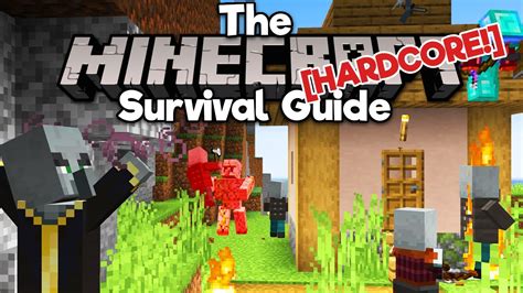 Our First Pillager Raid The Hardcore Survival Guide Ep 14 Minecraft