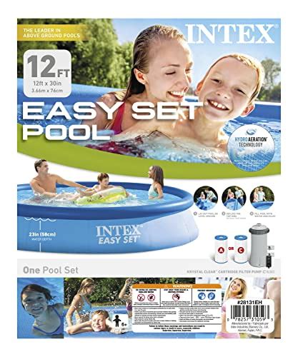 Intex 28131eh Easy Set 12 Feet X 30 Inch Inflatable Puncture Resistant Above Ground Swimming