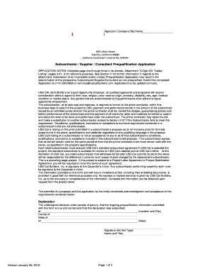 Fillable Online Copy Of Subcontractor Prequalification Application