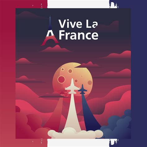 Vive La France Template Design With Plane Flying High Poster Banner