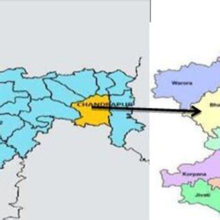 Map of Maharashtra Showing Chandrapur District &Bhadrawatitahsil ...